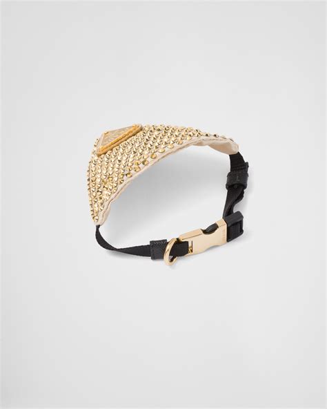 prada crystal-studded satin pet collar